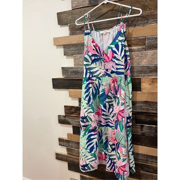 Loft NWOT Palm Double Strap Midi Dress sz 10 - Picture 3 of 6